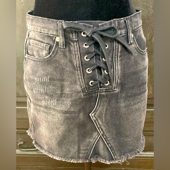 Forever 21 black jean tie up skirt.size medium - Picture 1 of 11
